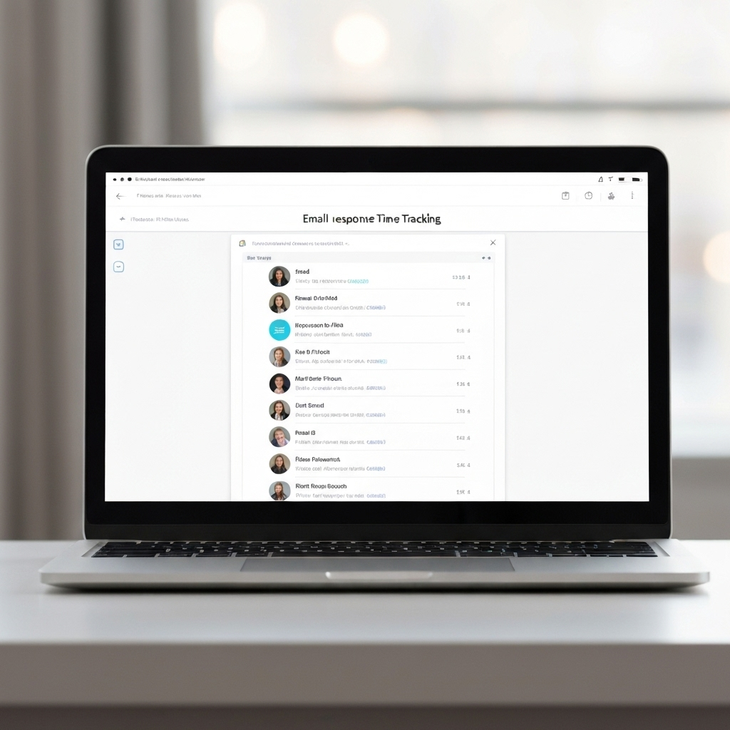 Professional illustration of email response time tracking software dashboard for enhanced customer service.