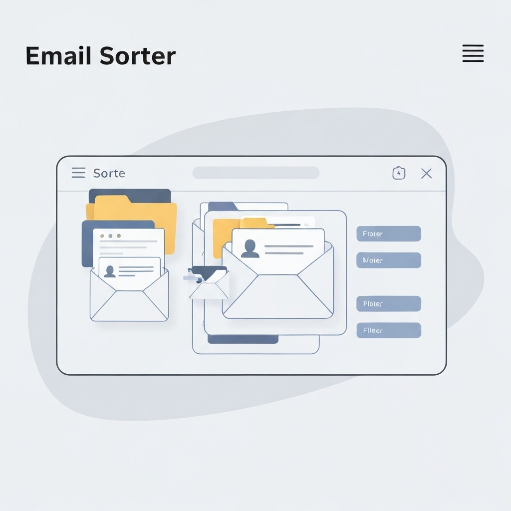 An AI email sorter visually representing smart inbox organization and email productivity tools.