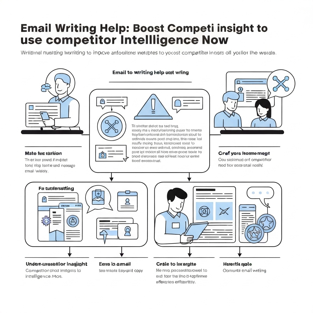 Illustration of AI email writing help enhancing competitor analysis for better business insights.