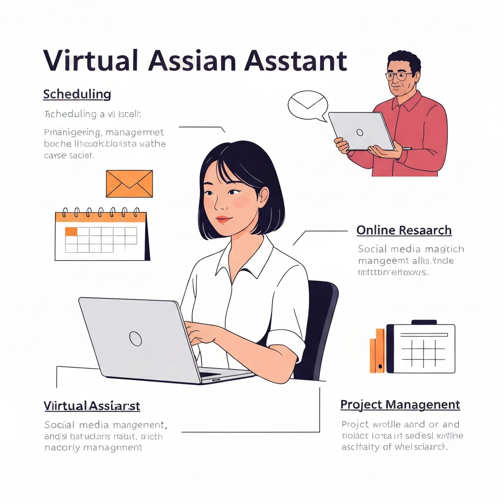 Modern abstract graphic representing virtual assistant roles and productivity.