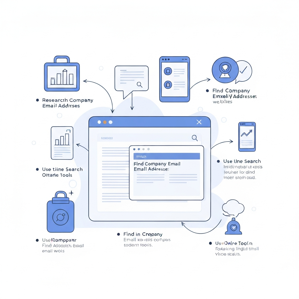 Illustration demonstrating effective methods to find company email address for B2B prospecting.