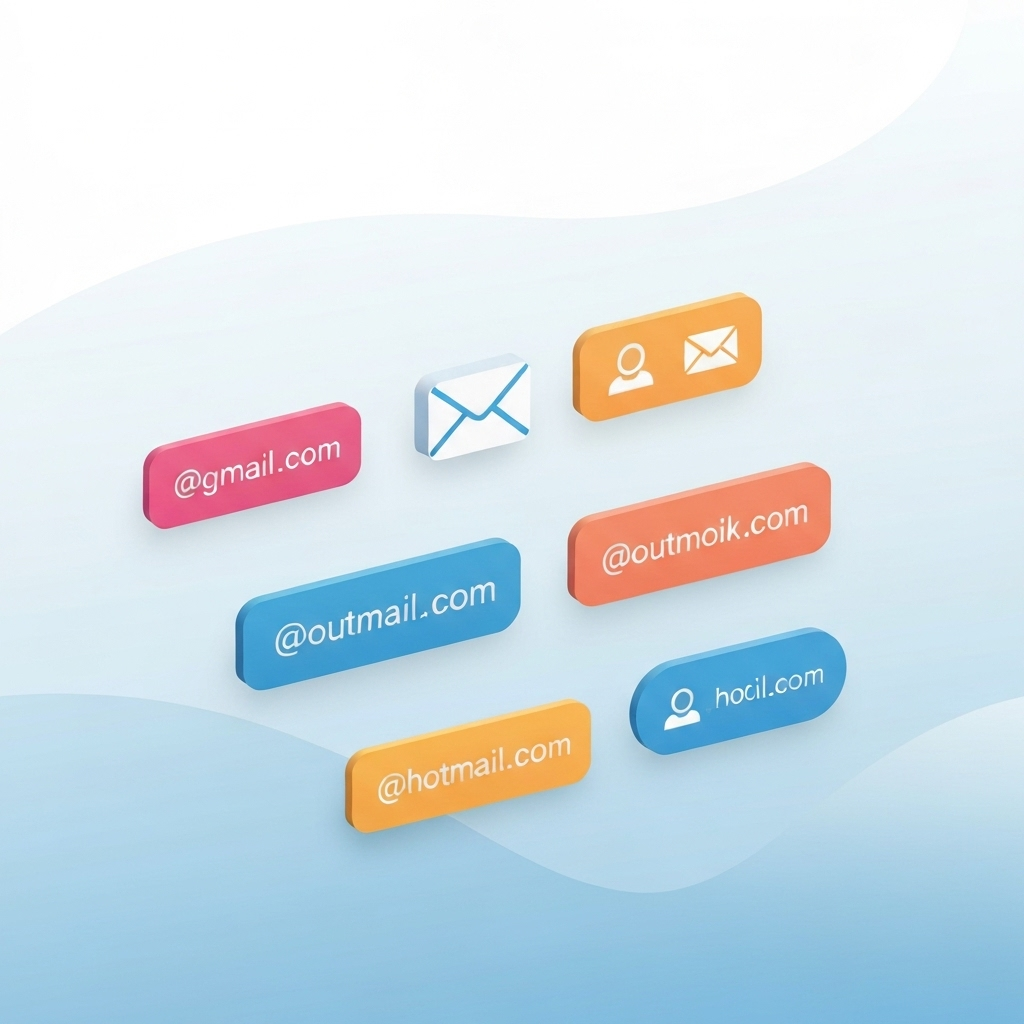 Modern graphic of a free email address finder tool for finding contacts online.