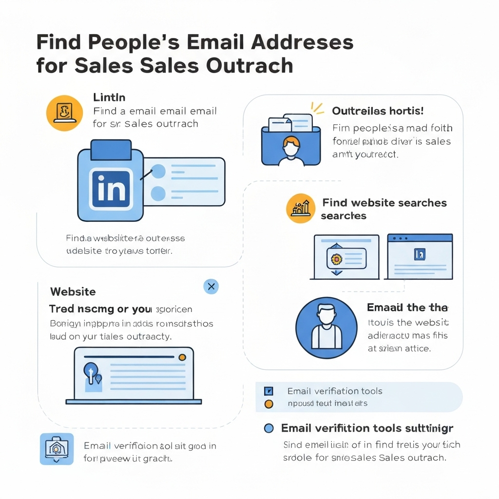 Illustration demonstrating how to find people's email addresses using sales prospecting tools.