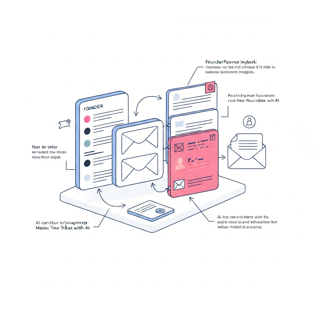 Founder playbook: AI illustration for mastering founder inbox strategy and email efficiency.