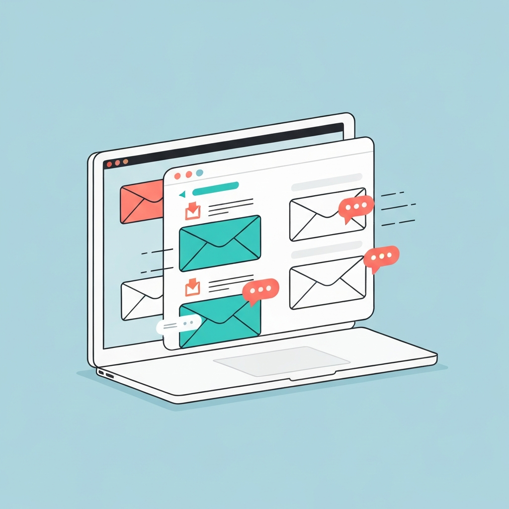 Modern graphic illustrating AI enabling faster email response for business productivity.