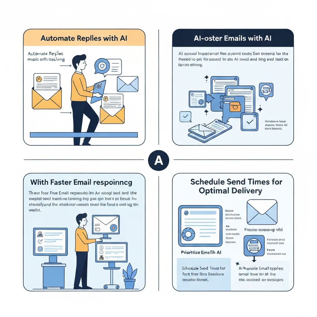 Illustration demonstrating AI's role in achieving faster email response times for business productivity.