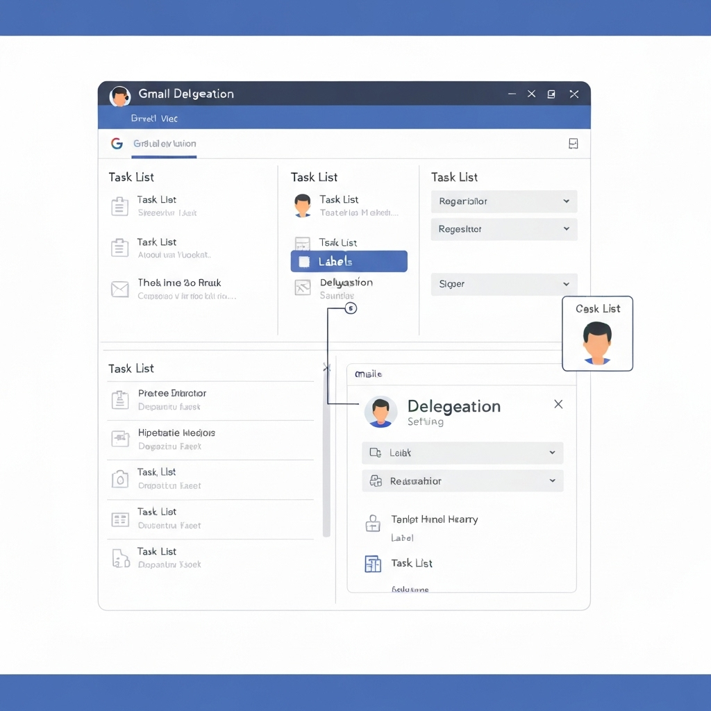 Illustration explaining Gmail delegation and AI assistance for effective email management.