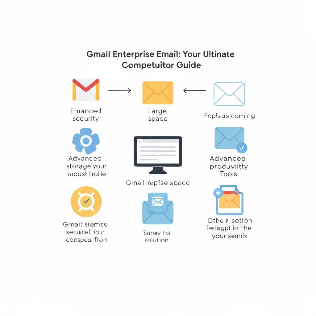Visual guide to Gmail enterprise email: key features, security, and competitive advantages.