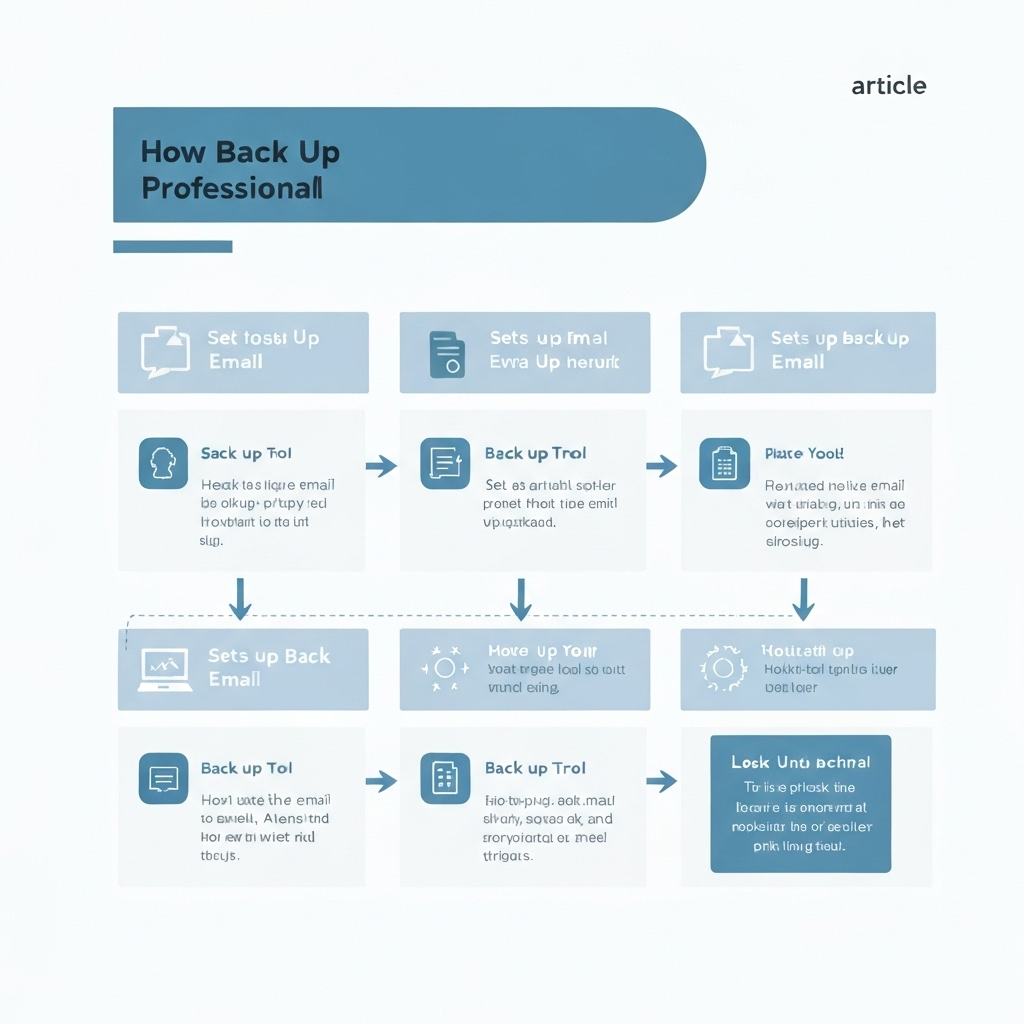 Minimalist illustration explaining how to back up email, safeguarding professional data.