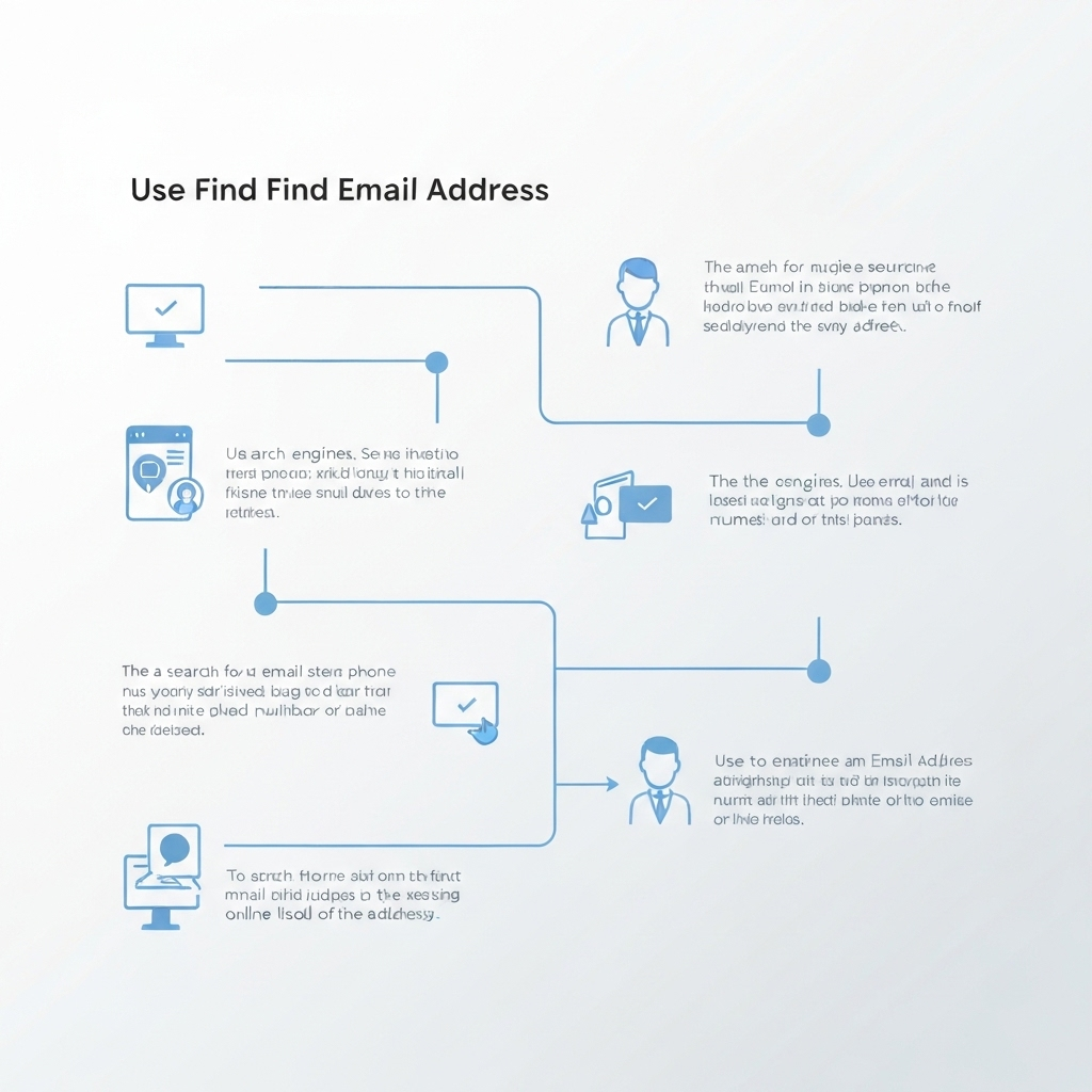 Modern graphic illustrating how to find a person's email address using digital tools.