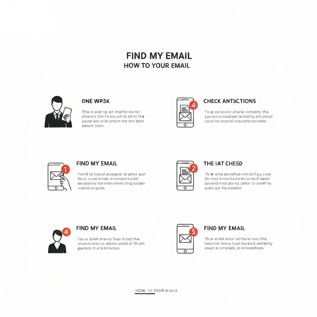Modern graphic illustrating how to find my email address quickly using search tools.