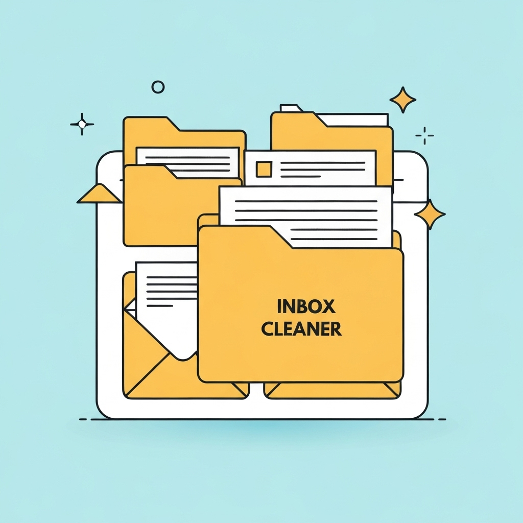Modern visual of an inbox cleaner tool effortlessly organizing and decluttering emails.