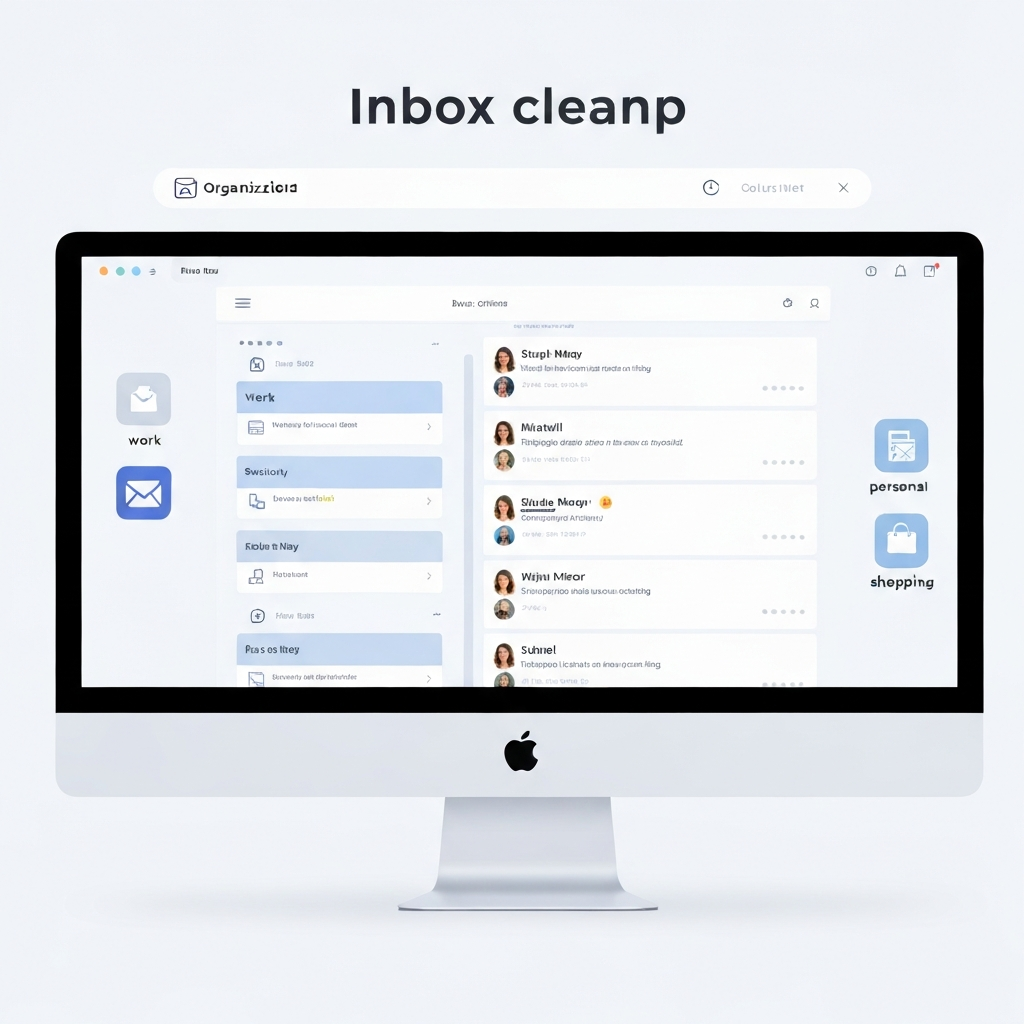 A clean, modern graphic symbolizing effective inbox cleanup and email organization.