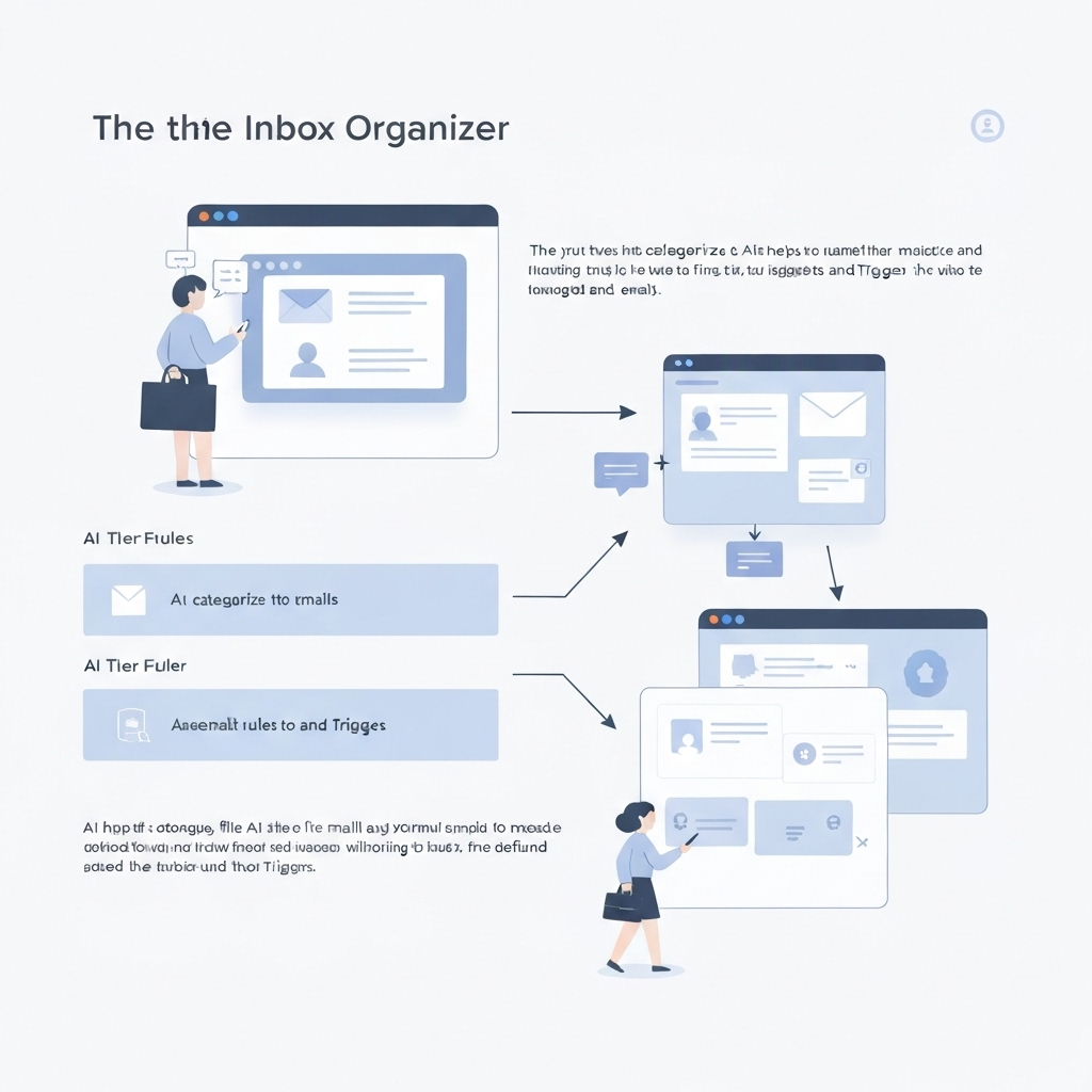 Illustration of an AI-powered inbox organizer efficiently sorting emails for better management.