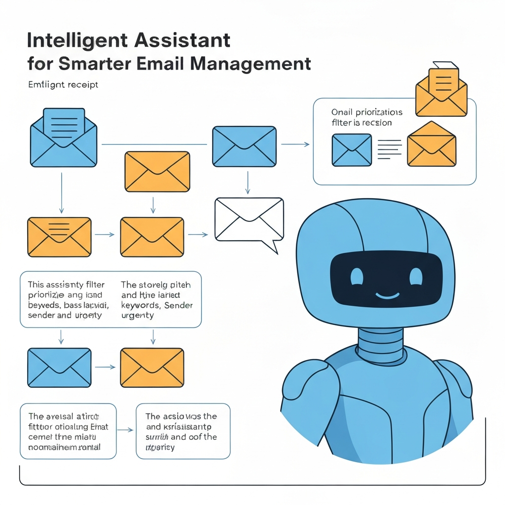 Intelligent assistant icon in minimalist design, showing smart inbox management and email productivity.