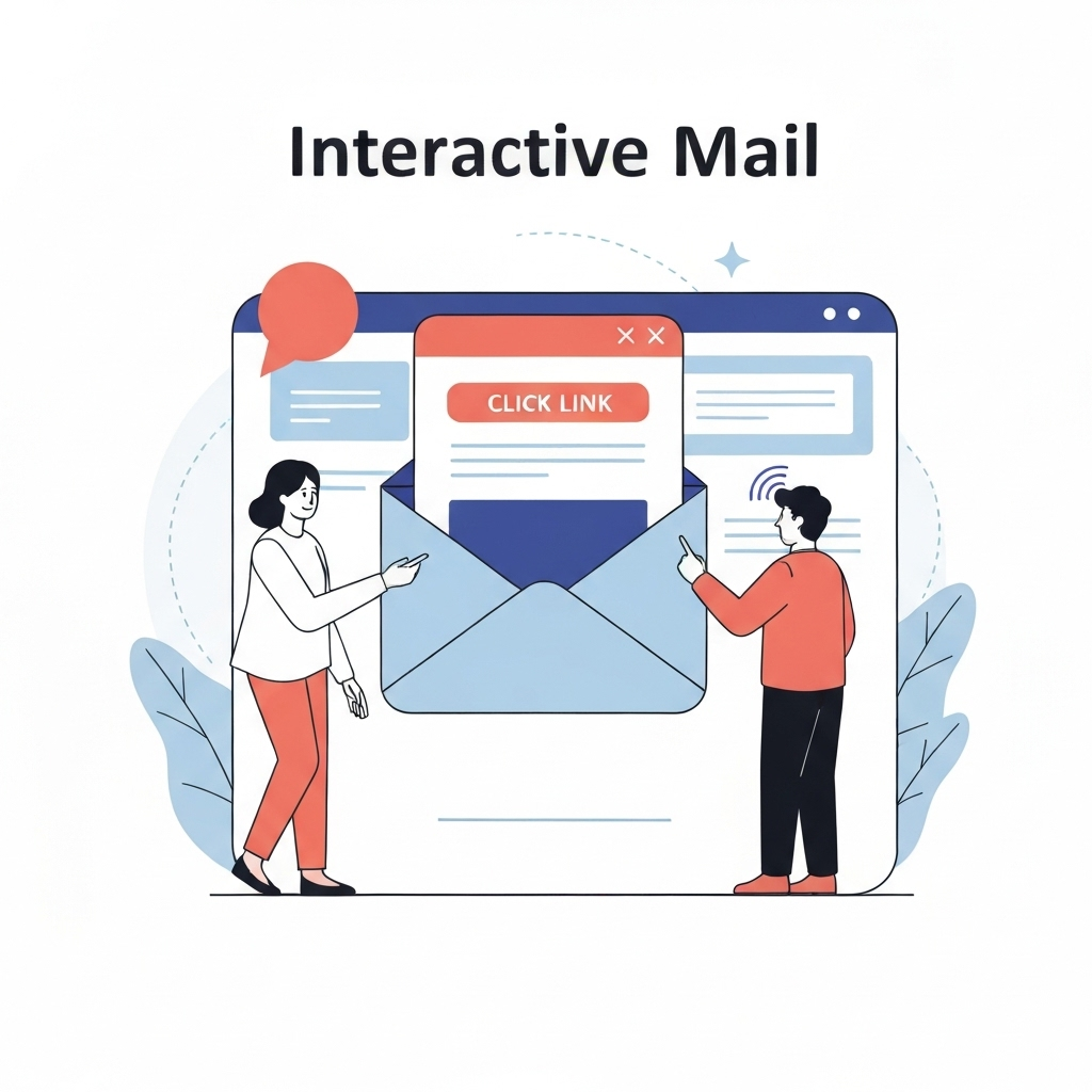 Interactive mail illustration: dynamic email content elements boosting engagement and CTR.