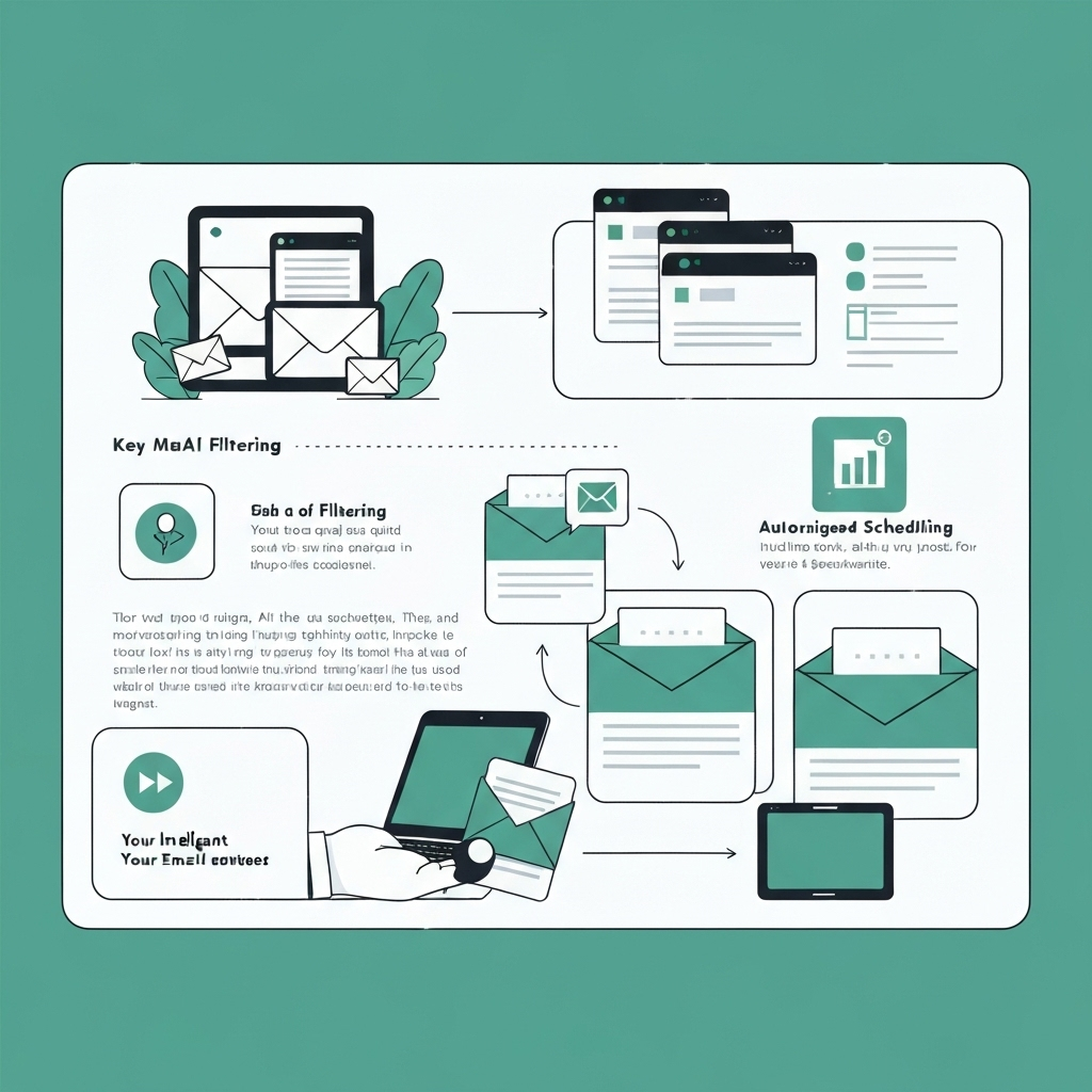 Mail AI illustration: smart inbox & AI email assistant for boosted productivity.