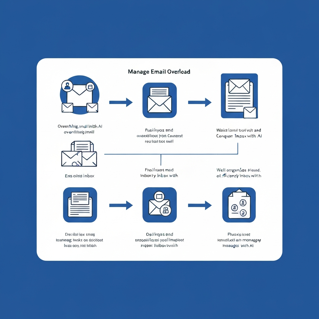 Illustration: Effectively manage email overload using AI tools for smart inbox organization and reduced volume.
