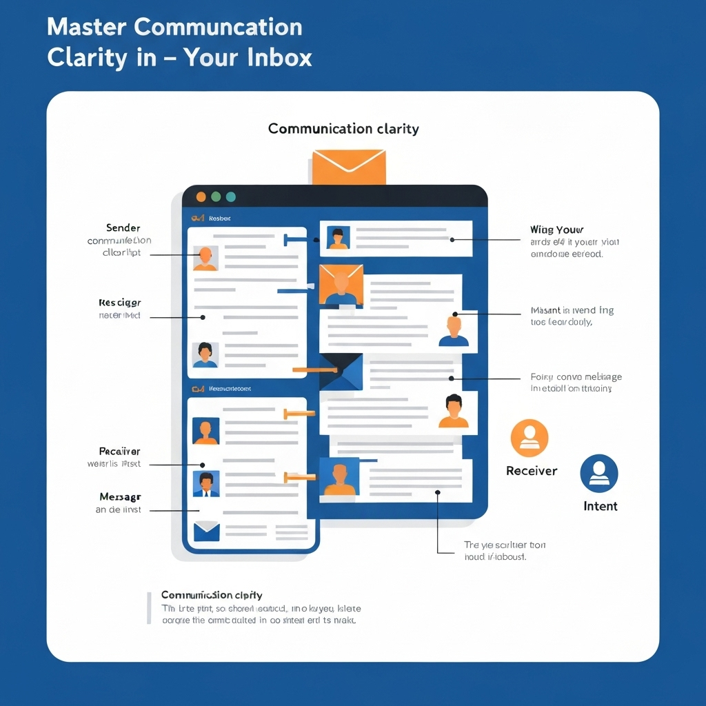 Educational illustration on achieving communication clarity for a clutter-free and efficient inbox.
