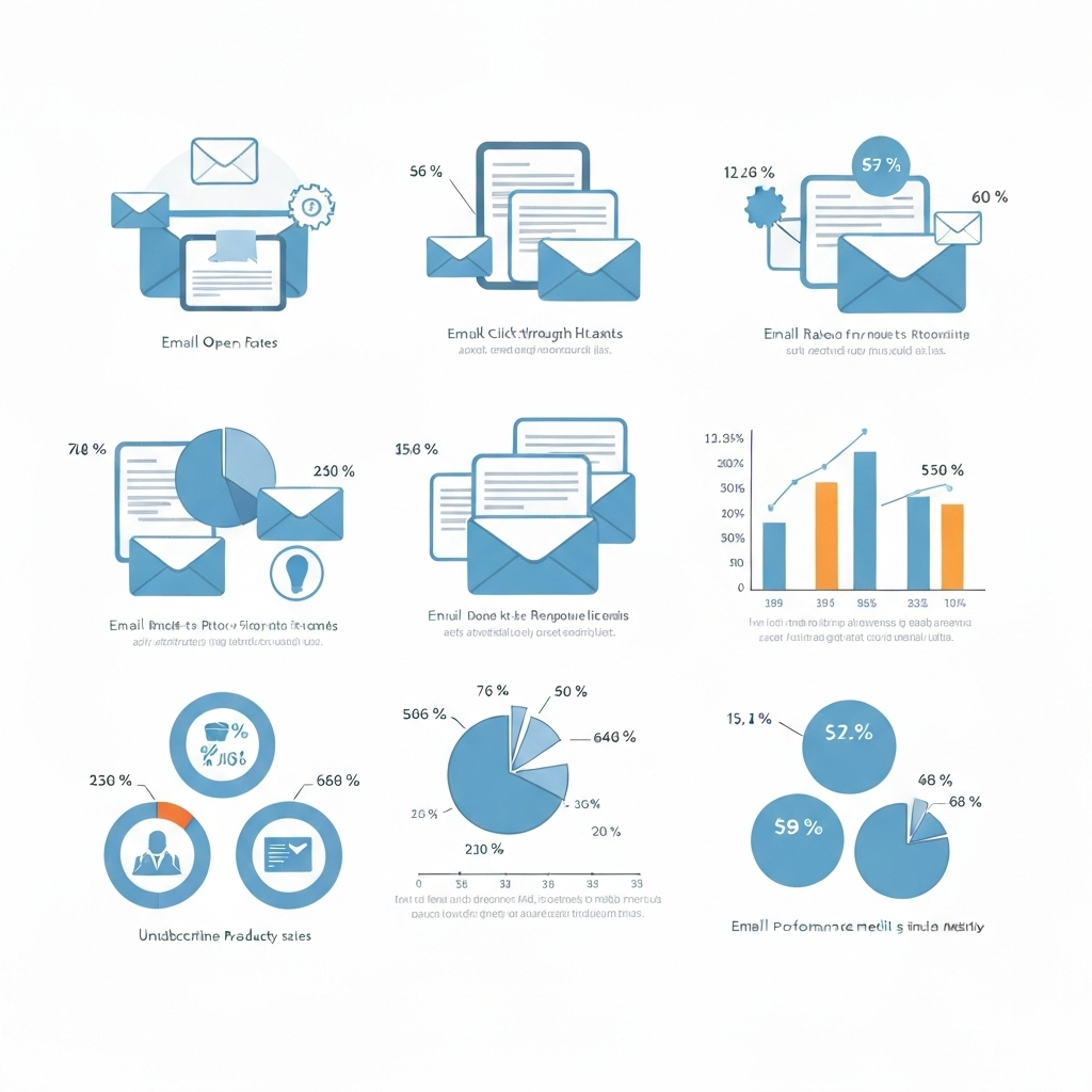 Illustration explaining key email performance metrics for better productivity & insights.