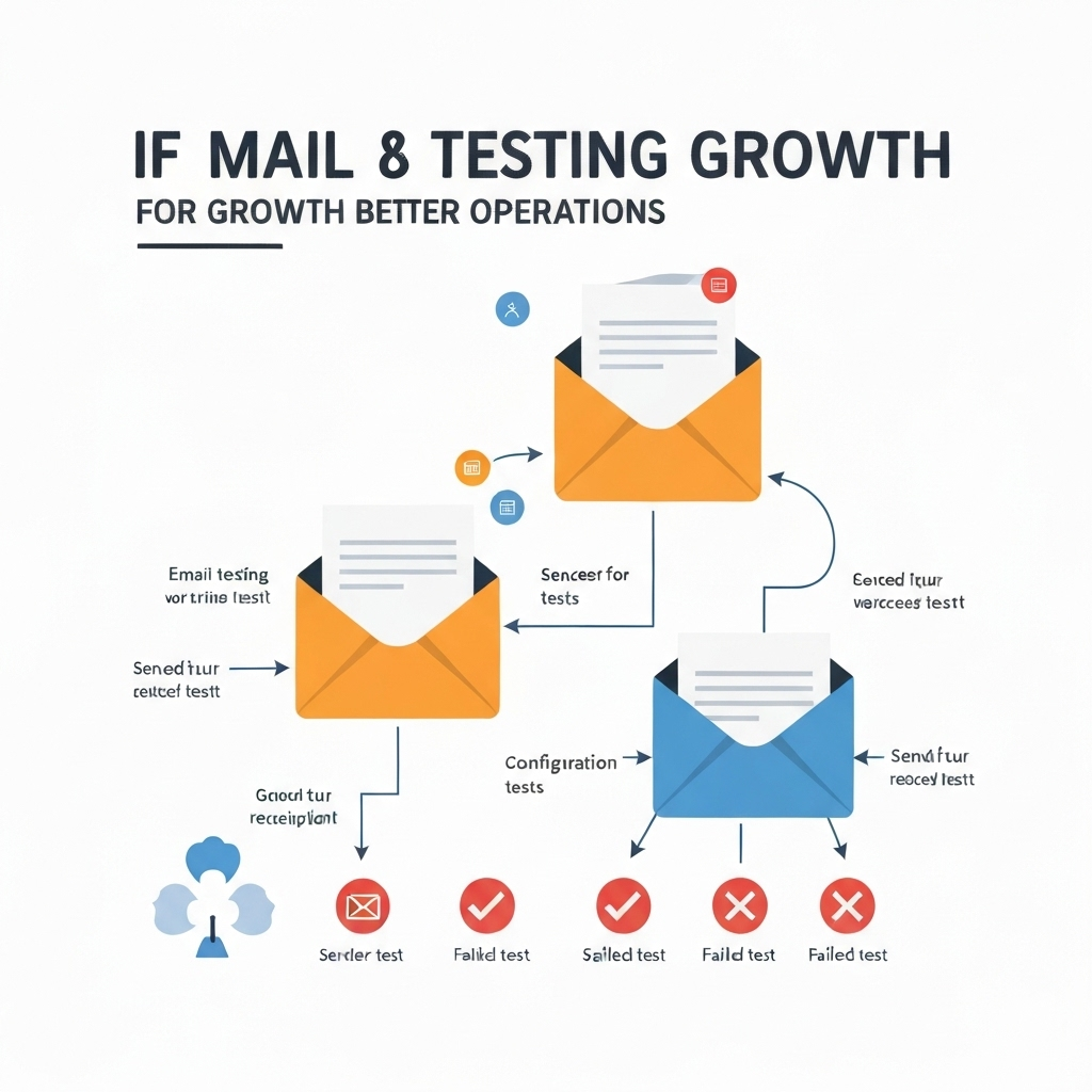 Key concepts of email testing illustrated: Boost growth with deliverability, subject line, and content tests.