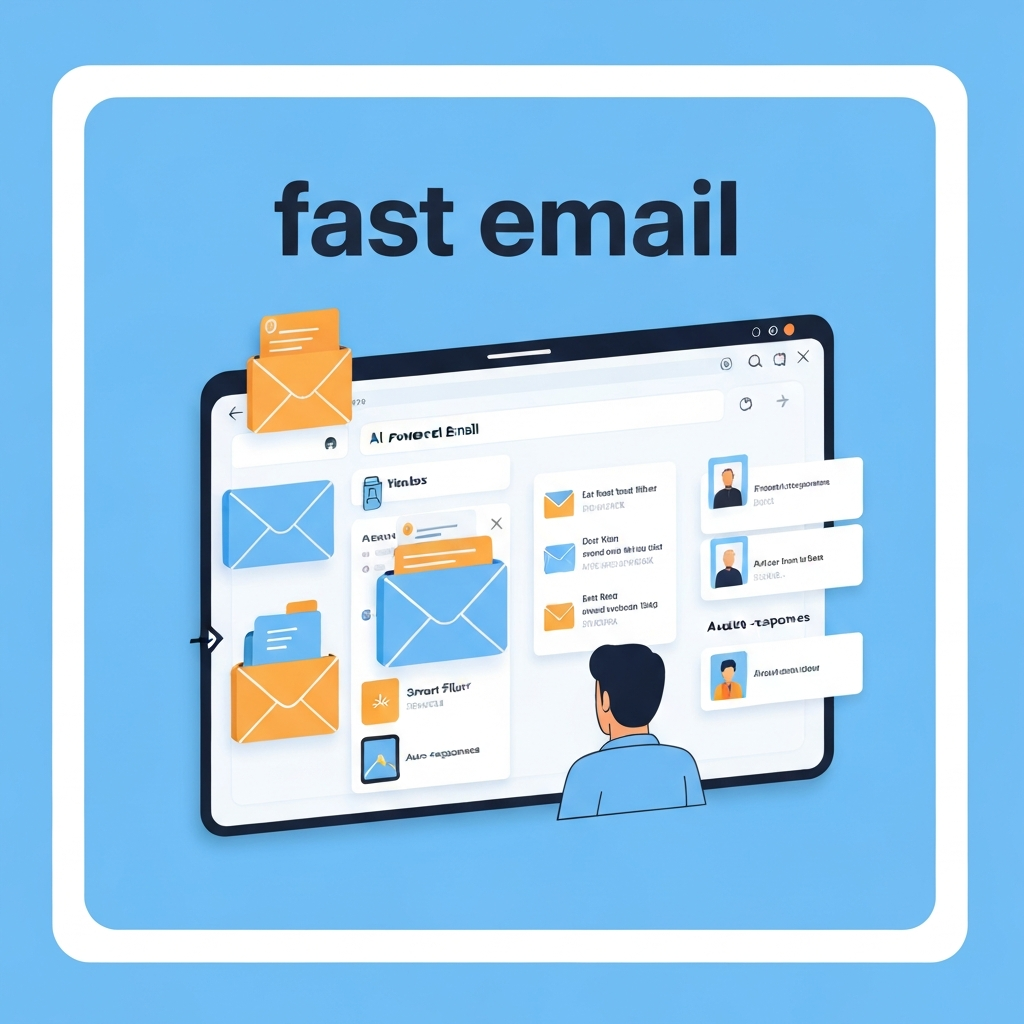 AI-powered illustration for fast email management, boosting inbox productivity.
