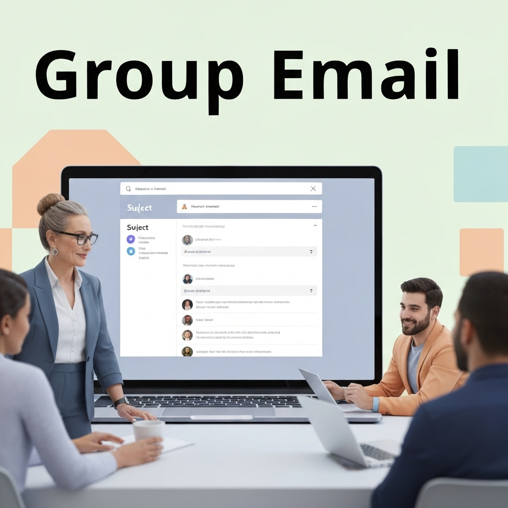 Mastering group email: Modern graphic for efficient team communication and productivity.