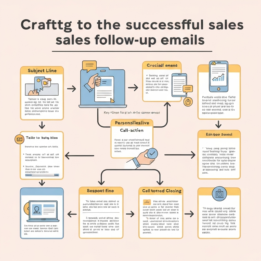 Illustration showing key elements of effective sales follow up emails for boosting revenue.