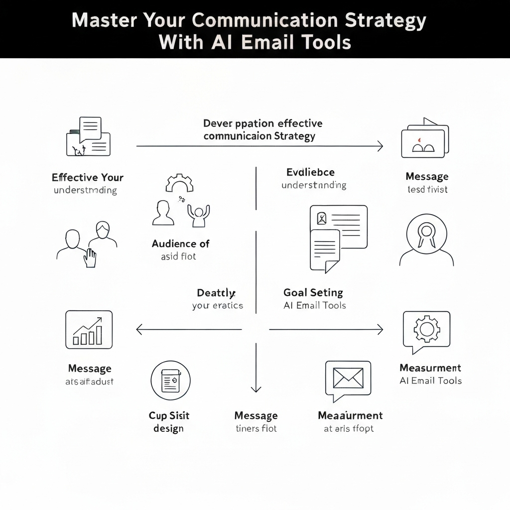 Illustration of AI tools enhancing communication strategy and email productivity.
