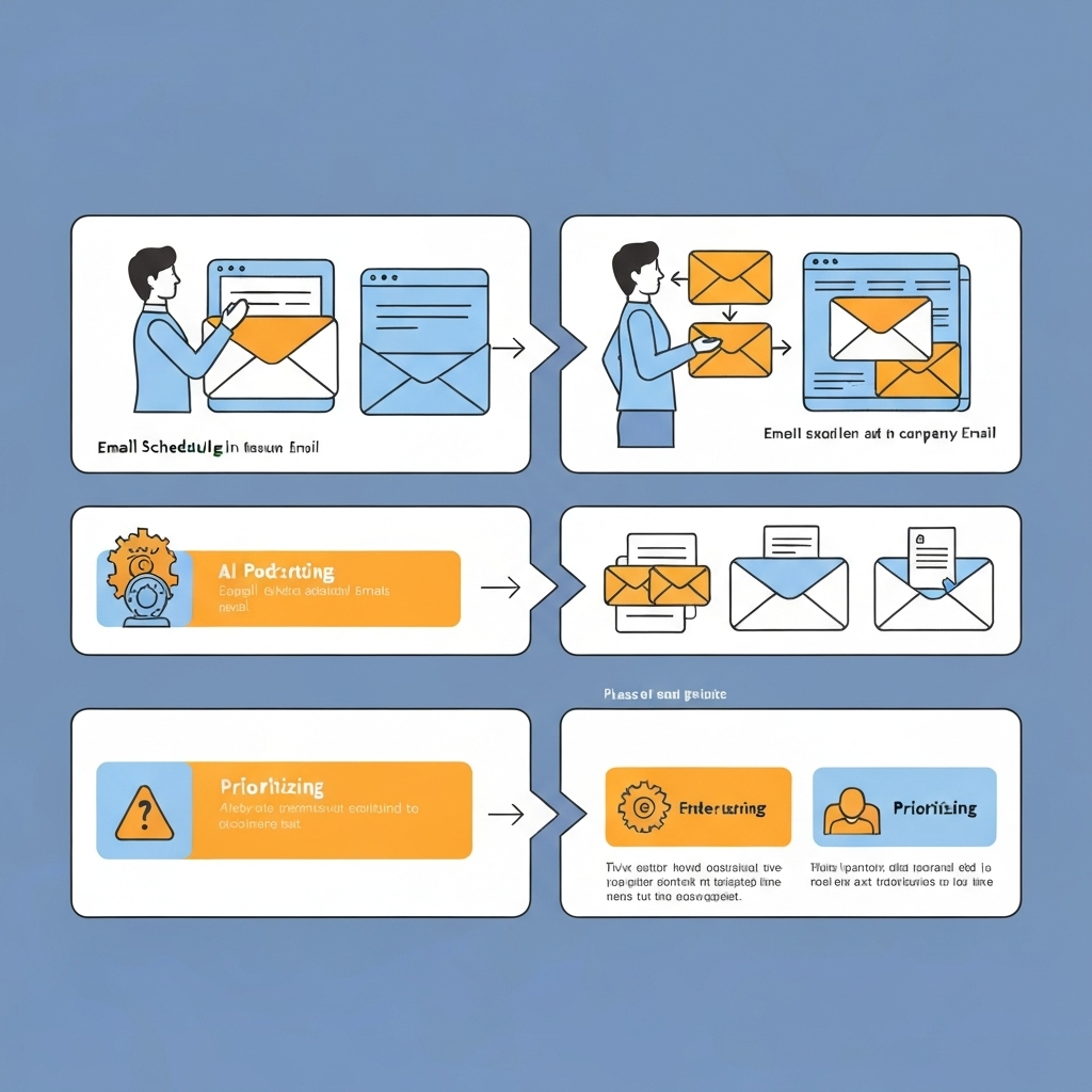 AI streamlines company email: an illustration of efficient business email management.