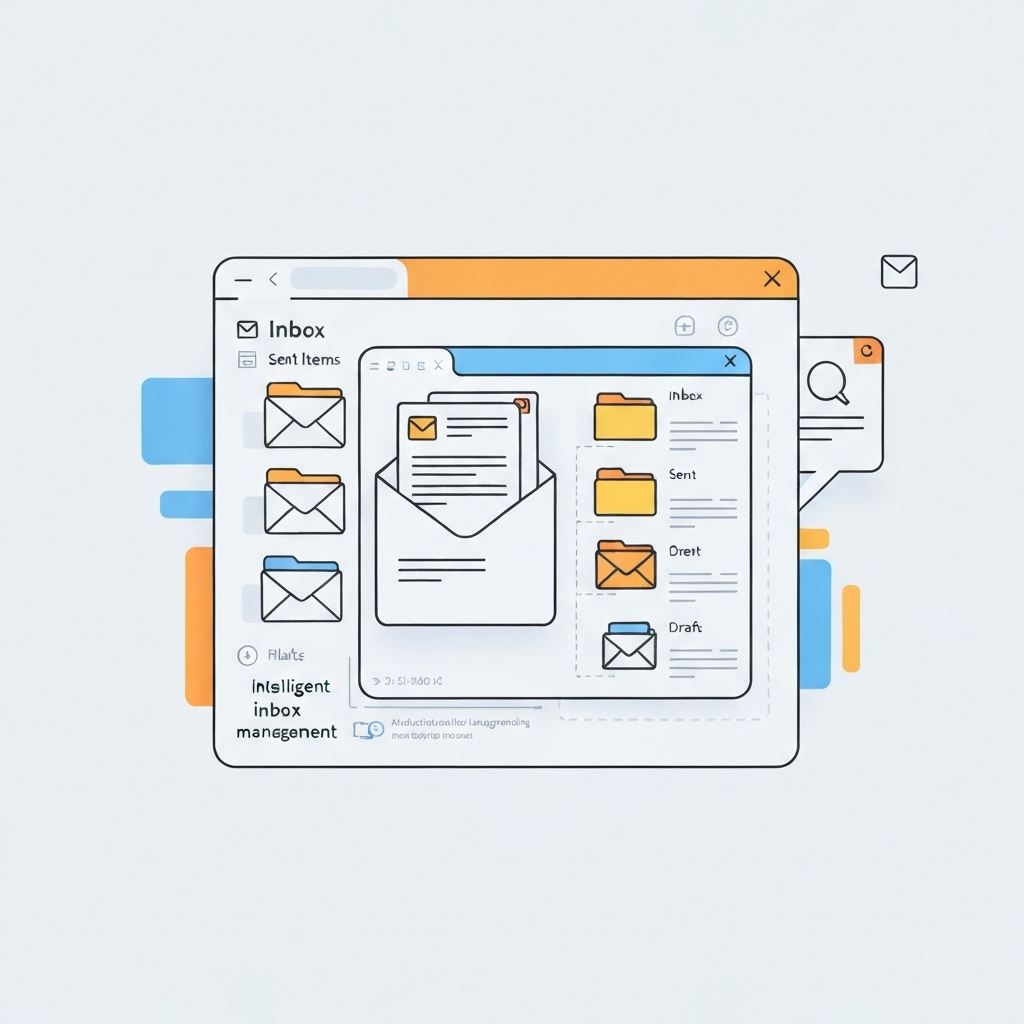 Modern visual for an email productivity system, demonstrating organized digital inbox management.