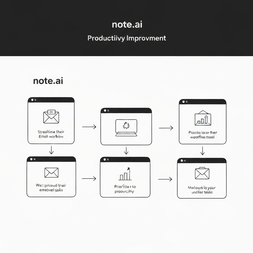 Note AI illustration: Smart AI email assistant for boosting productivity and inbox management.