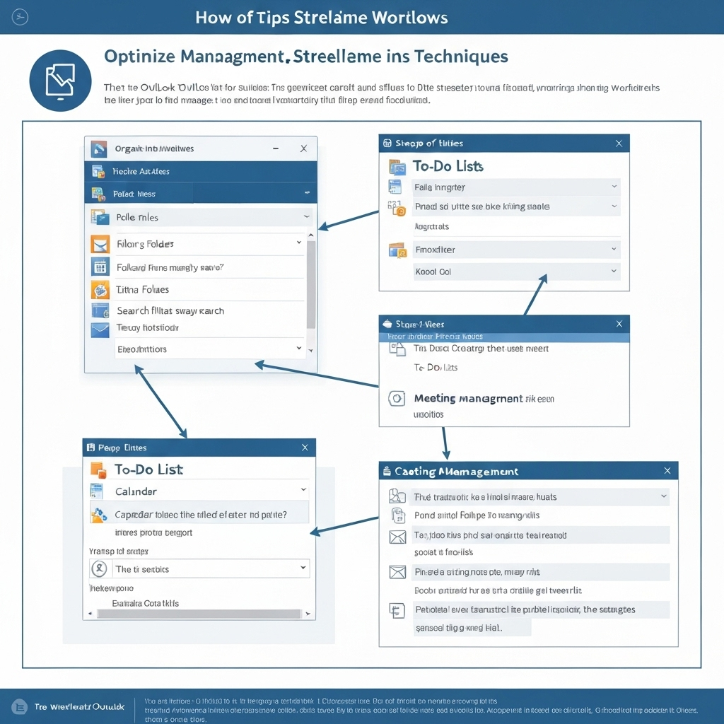 Key organizing Outlook tips illustrated: boost productivity with a clean inbox and schedule.