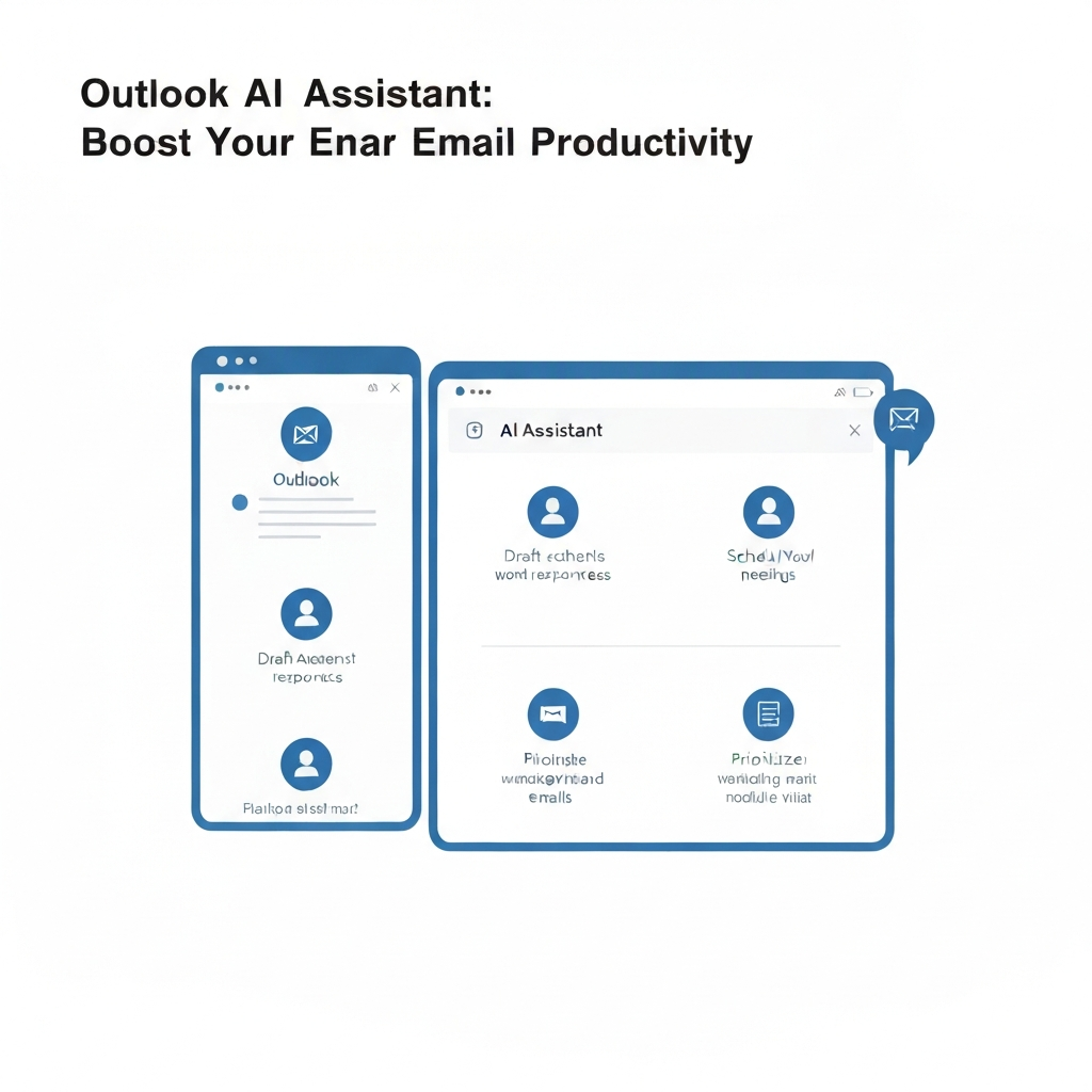 Illustration of the Outlook AI Assistant helping organize emails and boost Microsoft Outlook productivity.