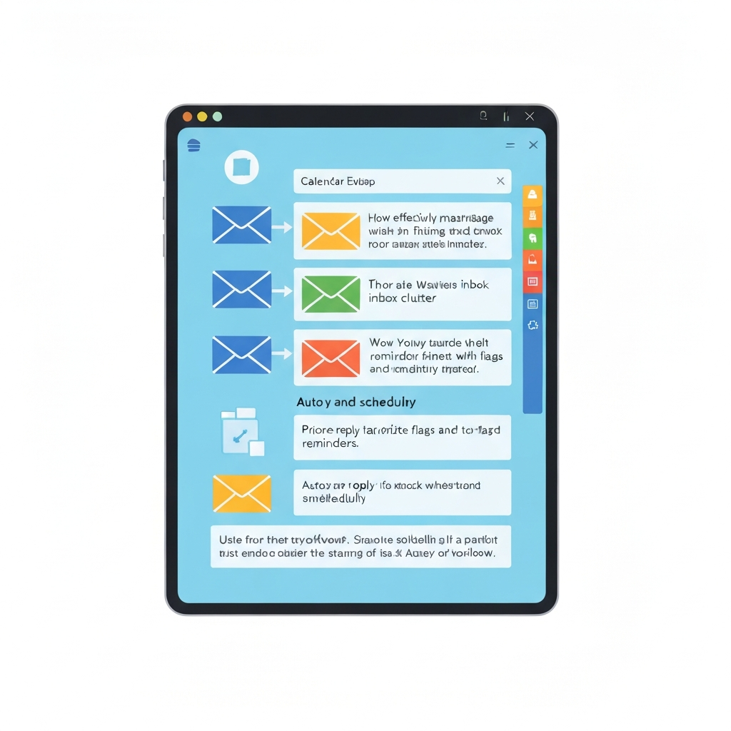 Illustration of the outlook email app boosting productivity with smart inbox management tools.