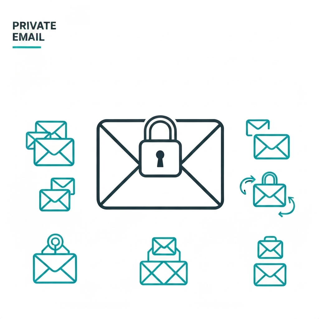 Modern graphic symbolizing secure, encrypted private email for business privacy features.