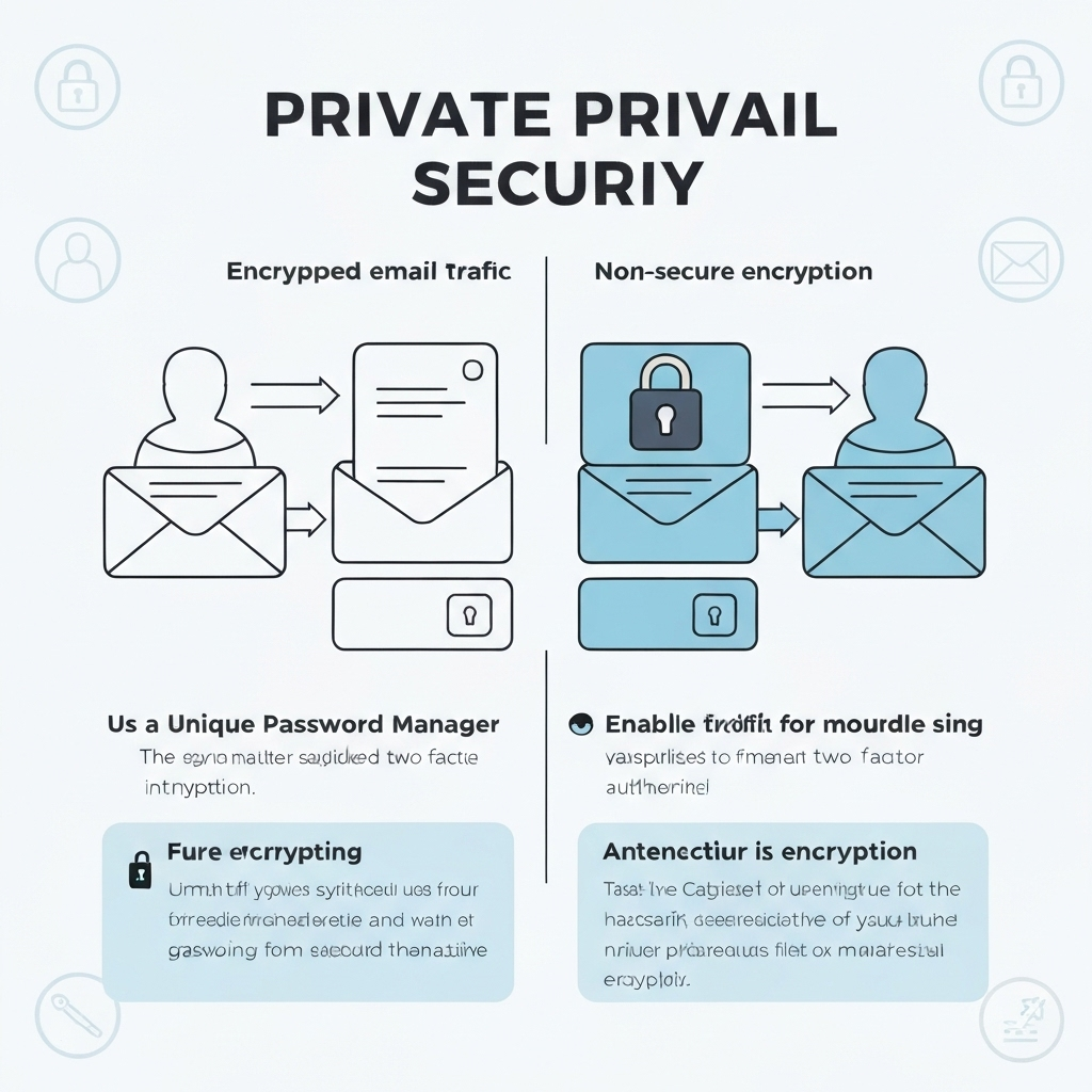 Illustration: Private email securing business communications with encryption.