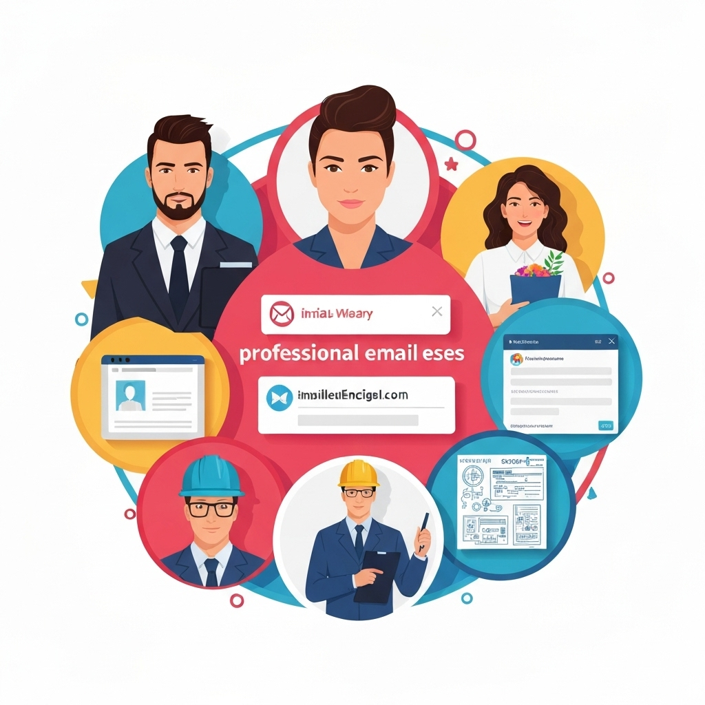 Modern graphic showcasing professional email address examples and business best practices.