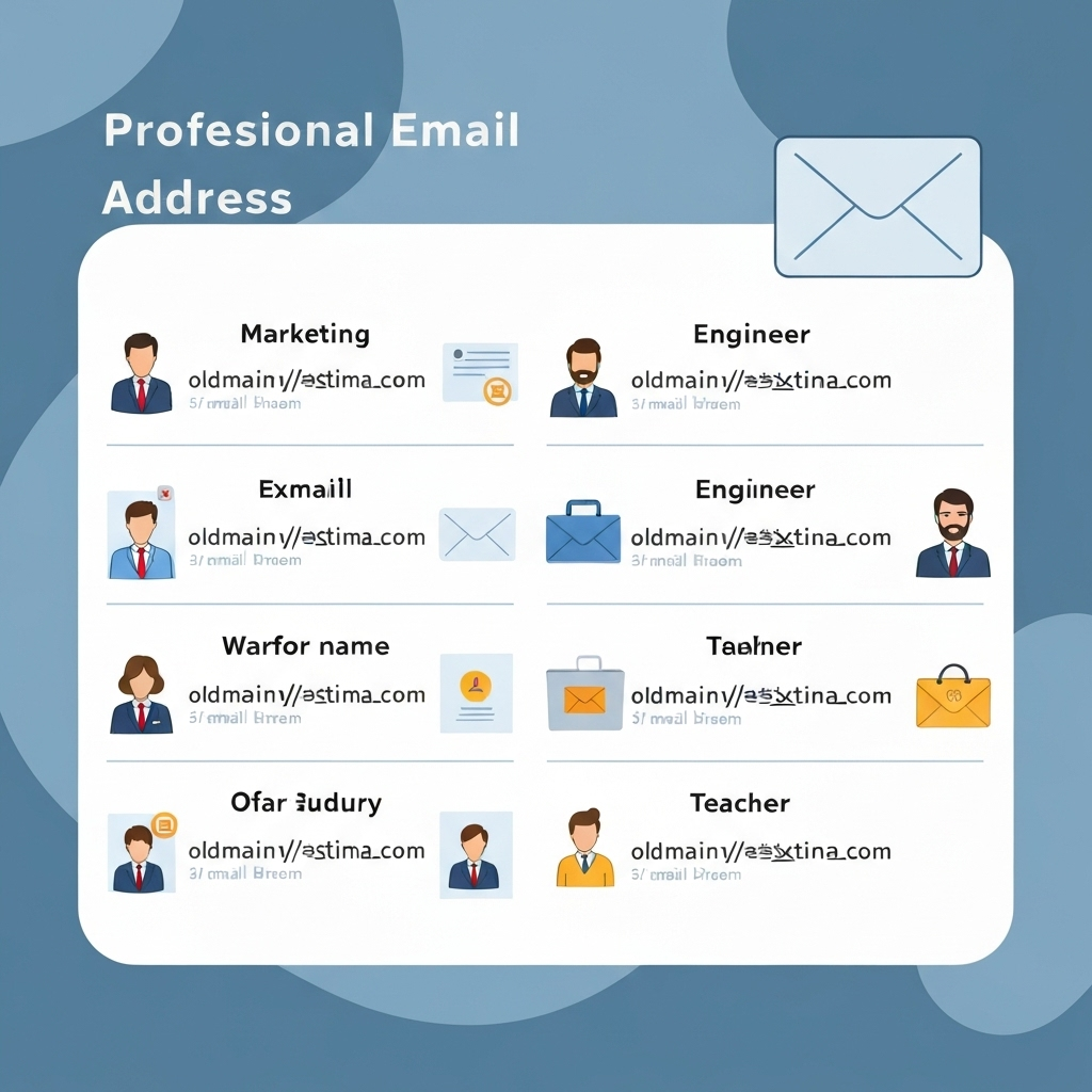 Illustration of professional email address examples for business, highlighting custom domain benefits.