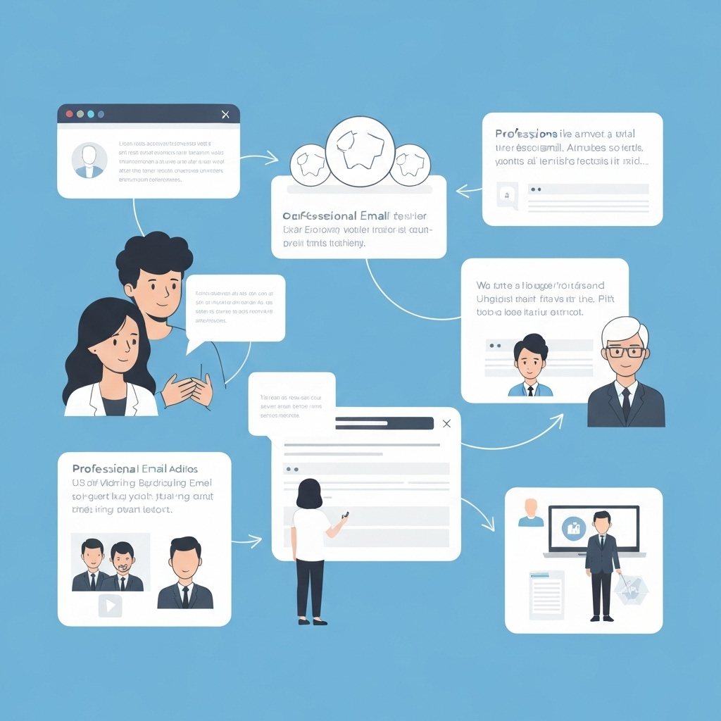 Illustration comparing a professional email address with a generic one for enhanced business credibility and branding.