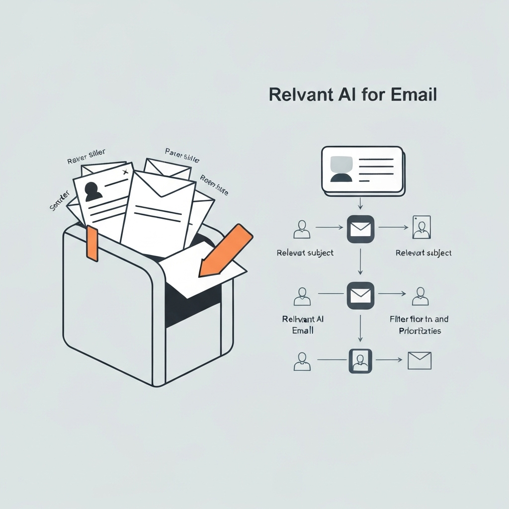 Visualizing relevant AI for email: illustration of smart inbox management and boosted productivity.