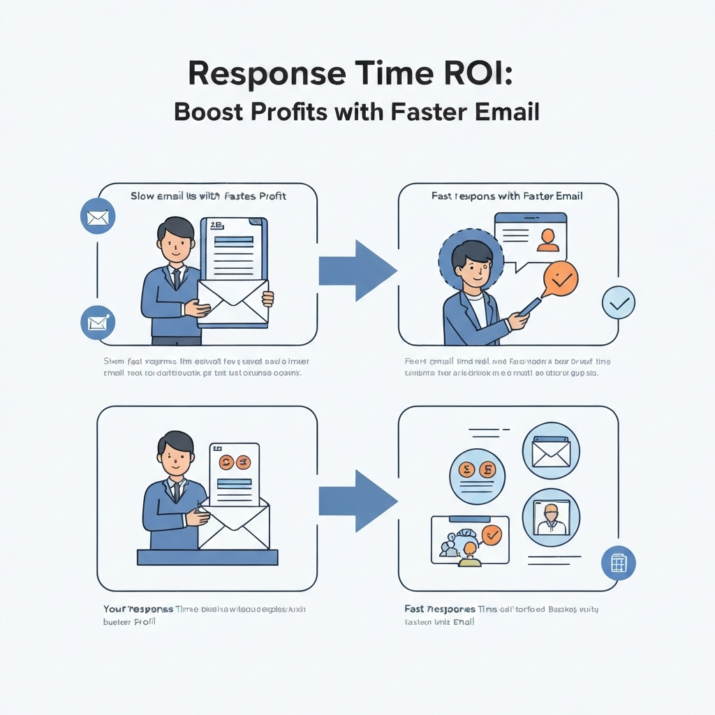 Illustration showing how faster email response time improves response time ROI and business profits.