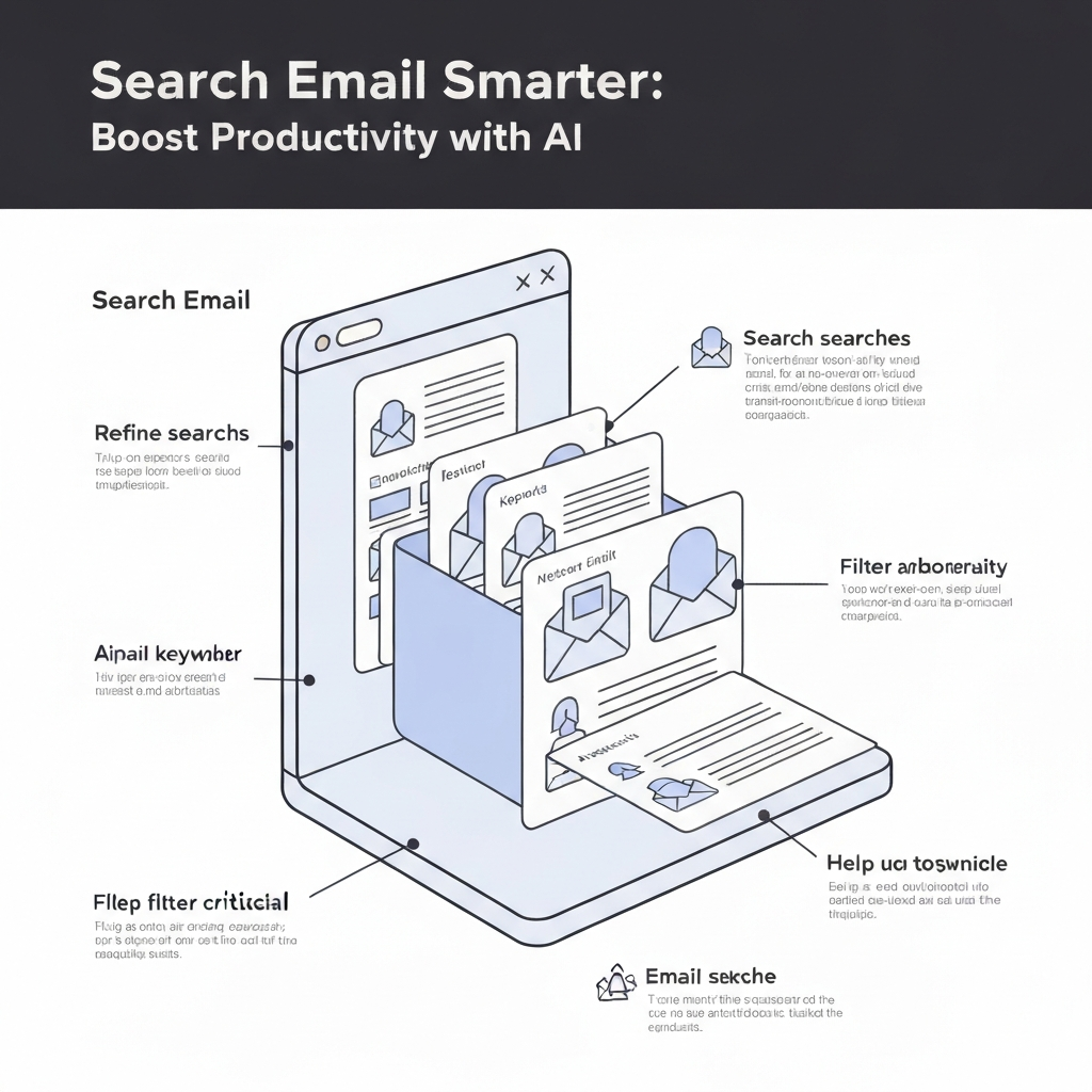Illustration of AI-powered smart search email for efficient inbox management.