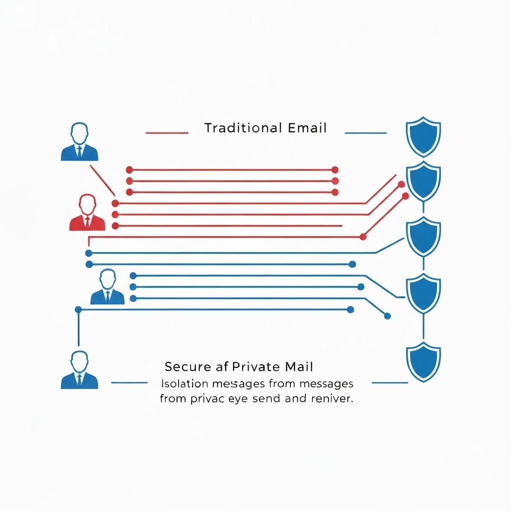Illustration of private mail: Secure email, encrypted messaging, and data privacy for confidential communication.