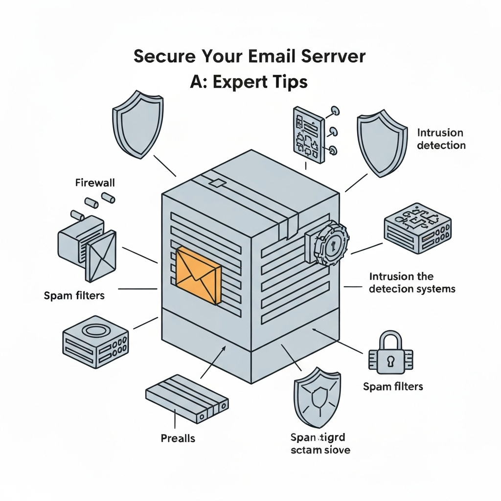 Illustration of AI enhancing security email server protection against cyber threats.