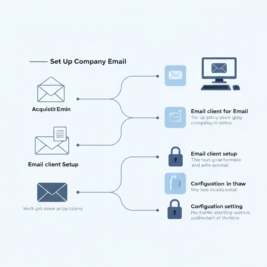 Illustration showing the steps to set up company email for a professional business.