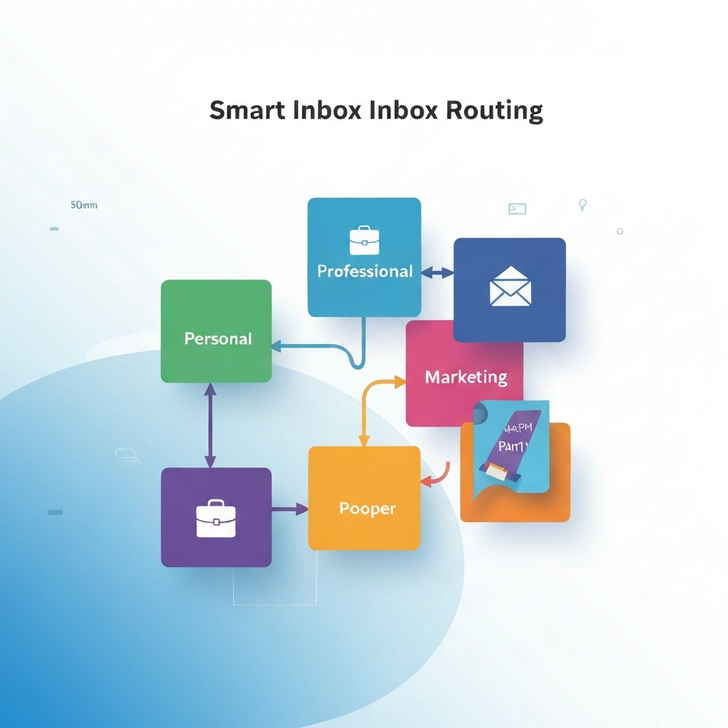 AI-powered smart inbox routing graphic, demonstrating efficient email management.