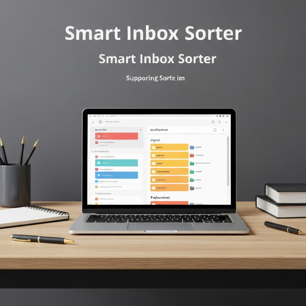 Modern graphic of a smart inbox sorter helping manage email overload and inbox organization.