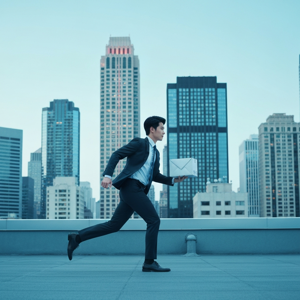 Modern graphic symbolizing superhuman mail: AI tools for faster email processing and management.