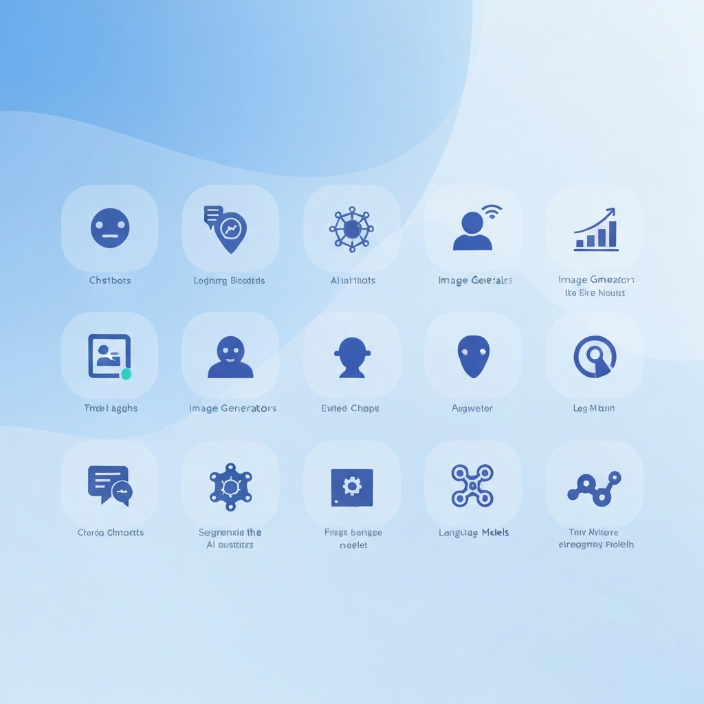 Modern graphic representing all AI tools for enhanced email productivity and business communication.